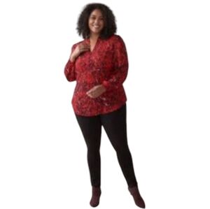 In Every Story Pennington's Women's Printed Blouse Red Leopard Size X